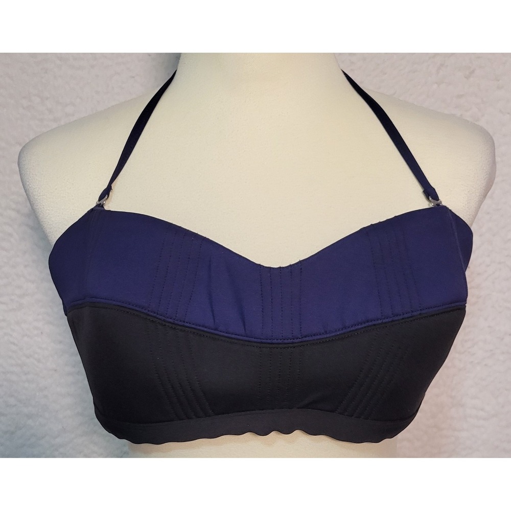 Athleta Bikini Swim Top Size XL Blue Black Swimwear Beach Swimsuit 1978
